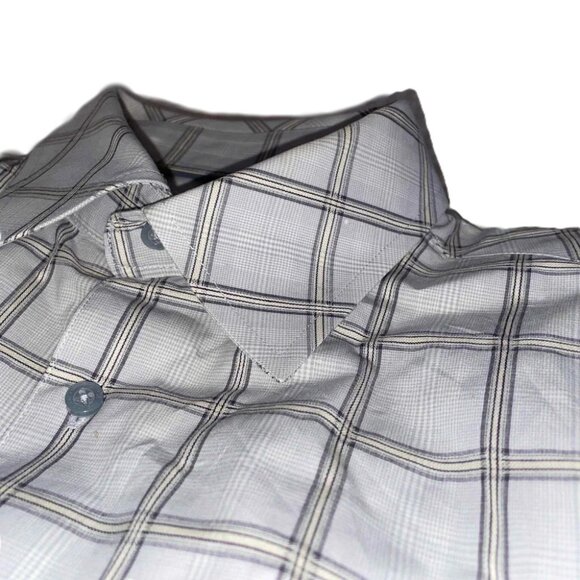 Ben Sherman Blue Gray Plaid Button Front Mens Long Sleeve Cotton Shirt M 15 - Picture 2 of 6